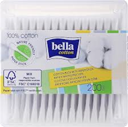 BELLA COTTON Fültisztító Pálcika, Tégladobozos 200 db