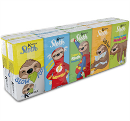 Kartika Papírzsebkendő 3 rétegű 10x9 db SLOTH